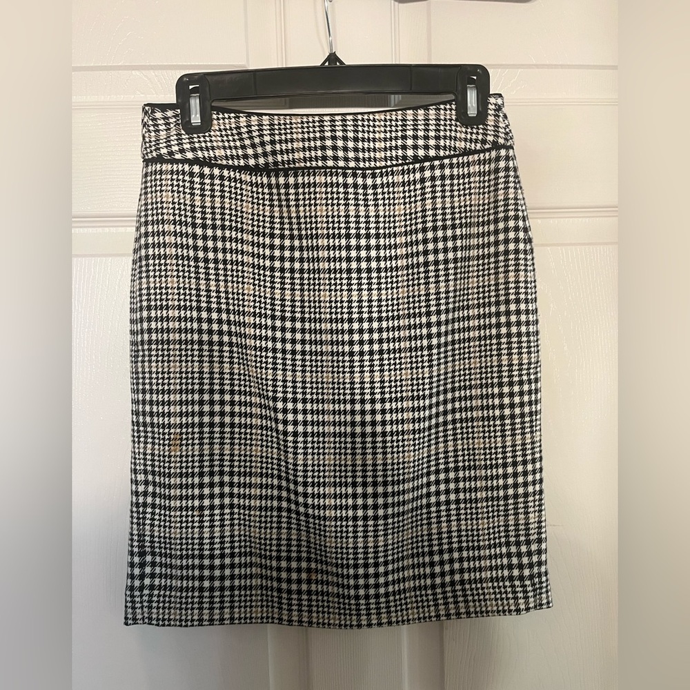 Plaid banana republic pencil skirt brown black 0 XS